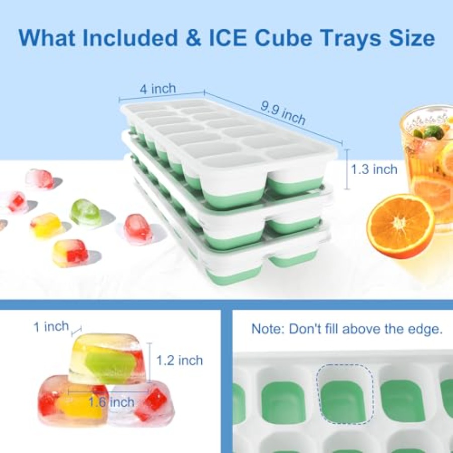 Ice Cube Tray with Lid, 3 Pack – Silicone Mold Tray recenzja i cena