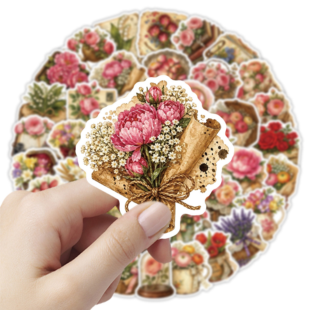 50Pcs Vintage Floral Stickers  – Dried Flower Bulk recenzja i cena