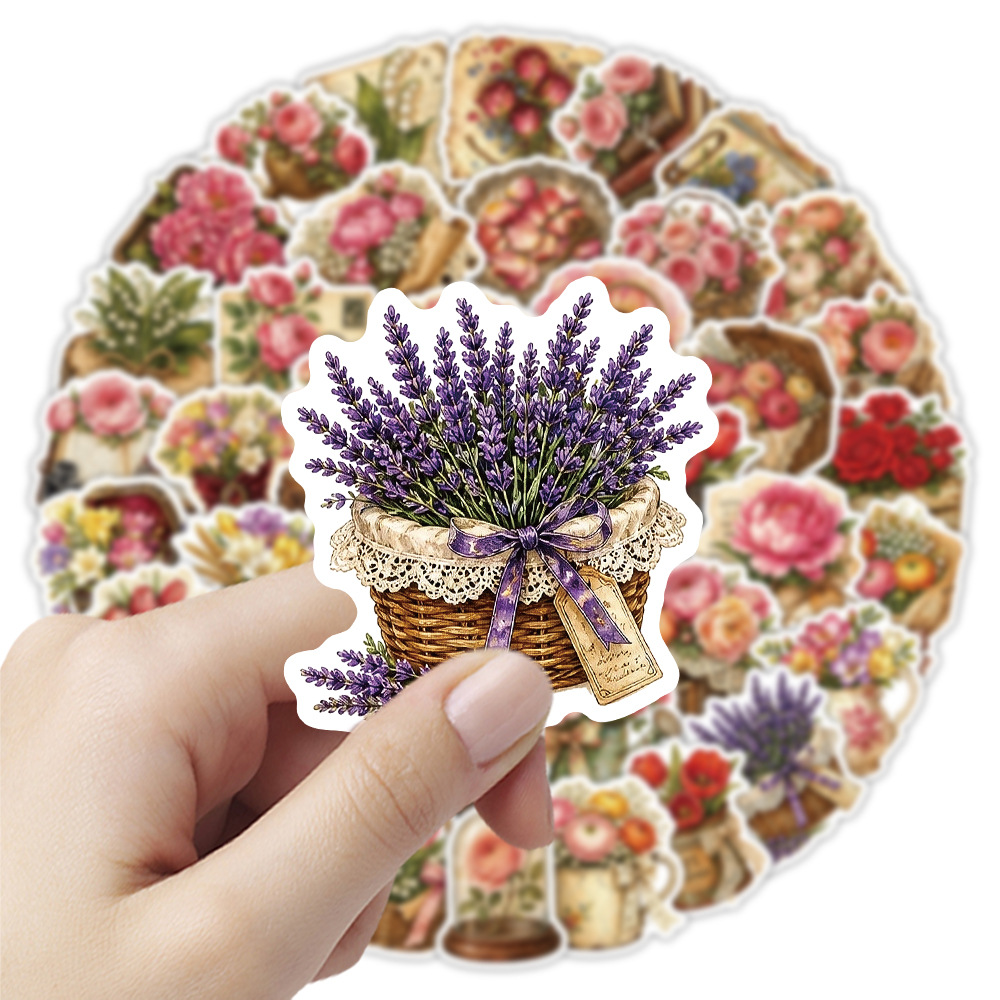 50Pcs Vintage Floral Stickers  – Dried Flower Bulk recenzja i cena
