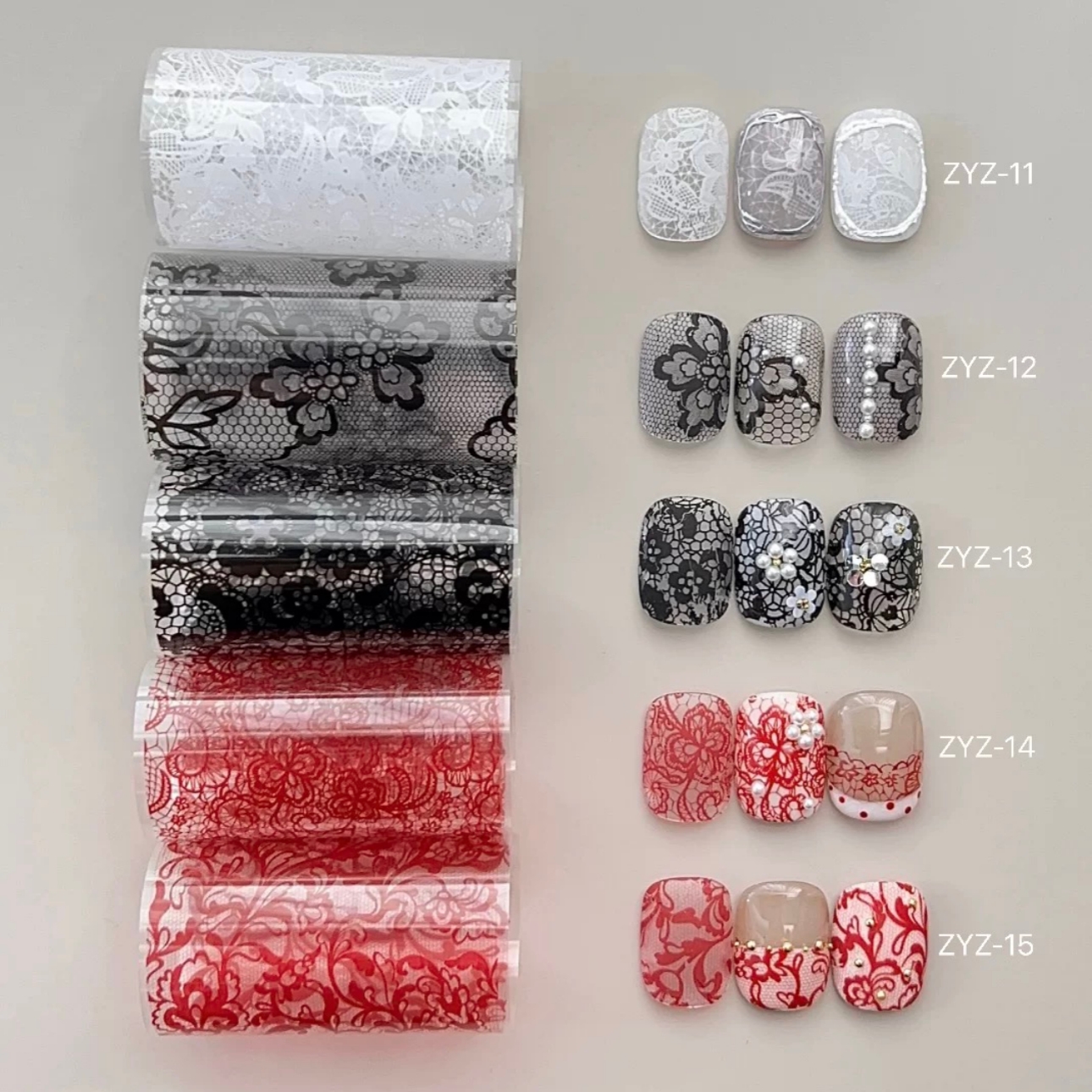10 Rolls Red Lace Nail Foils f – Gold Foil Flakes recenzja i cena