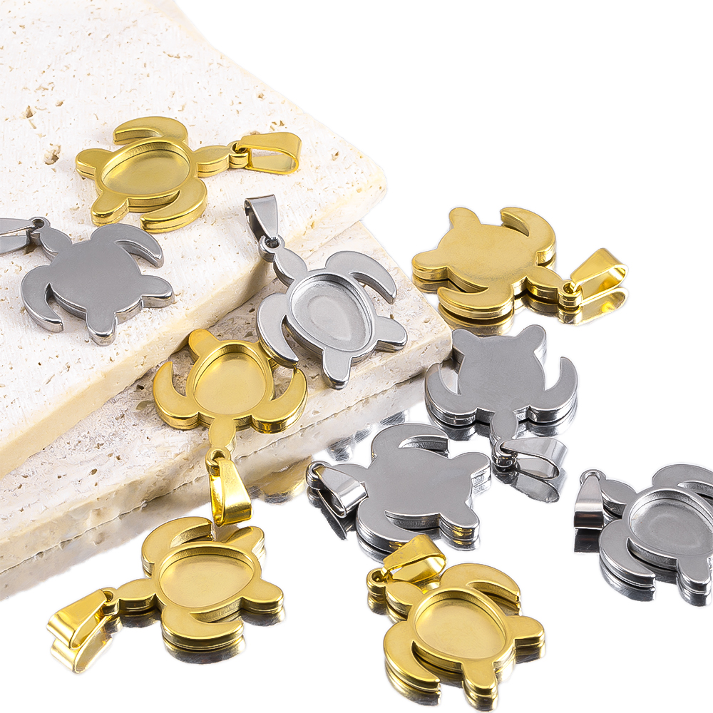 1pc 5pcs Stainless Steel Gold  – Bezels Set Pendant recenzja i cena